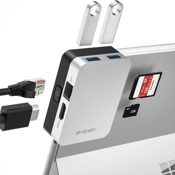 Base adaptadora mejorada 6 en 1 BYEASY Surface Pro 8 USB-C