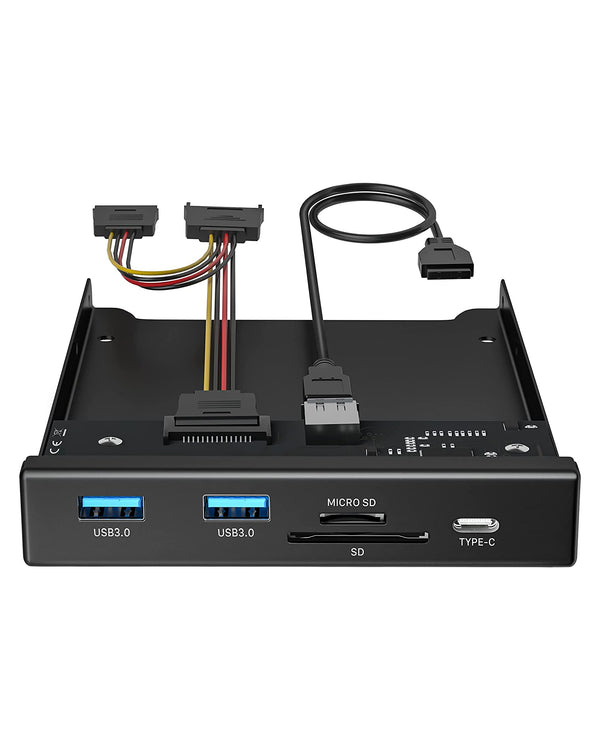 BYEASY 5-Port-USB 3.0-Hub an der Vorderseite: SD/TF-Kartenleser, USB-C im 3,5-Zoll-Schacht 